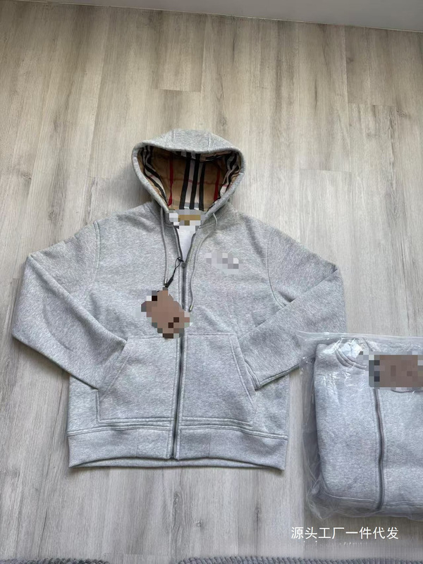 Original high-quality British-style hooded men's sweatshirt cardigan for cross-border European and American markets, with custom embroidered logo, men's black version