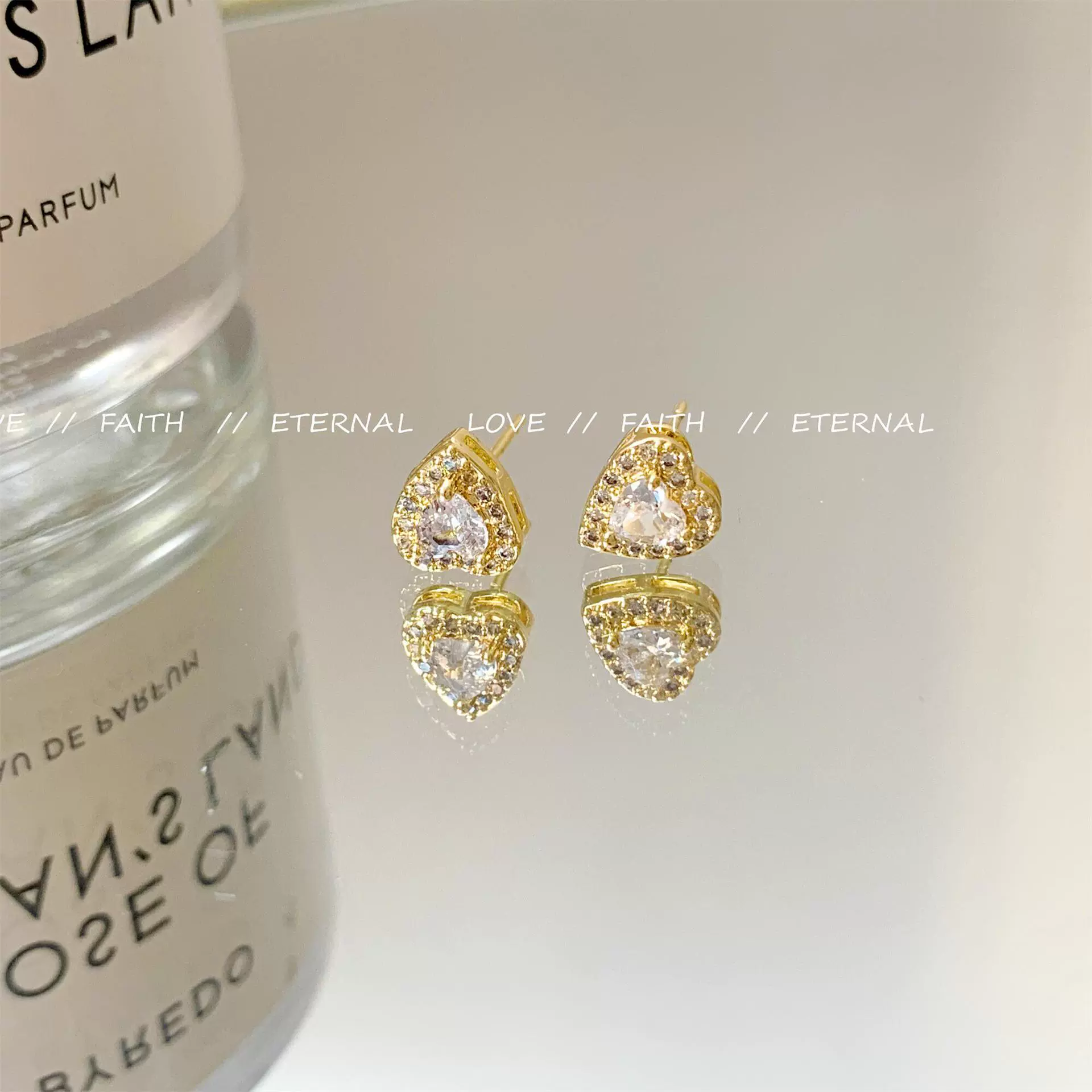 Цирконий, серебряная игла, серьги, образец серебро 925, 14 карат, микроинкрустирование, простой и элегантный дизайн