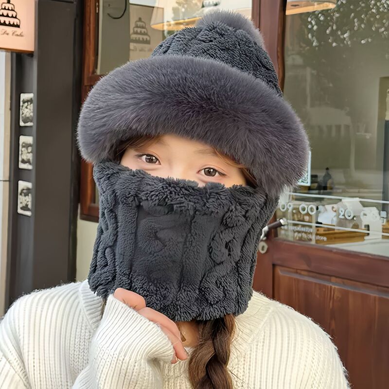 秋冬帽子三合一加绒加厚女生季百搭骑车户外旅行防风防寒保暖套头|undefined