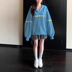 巴家私服 章若楠同款360Gdu家定染撞色套头卫衣外套女