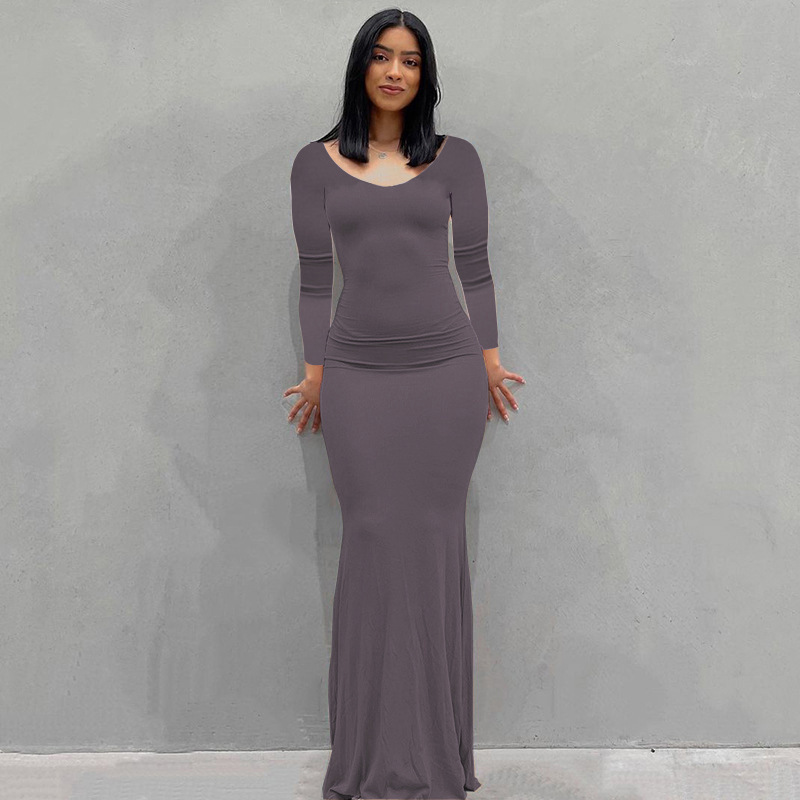 Europa y América transfronteriza nueva Kardashian desnata mono de las mujeres Vestido largo de comercio exterior casual SLIM-Fit de manga larga mono de casa image 11
