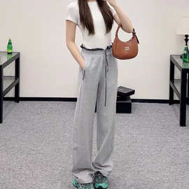 南油潮牌复古休闲裤春秋季宽松直筒运动裤垂感阔腿长裤子中性显瘦