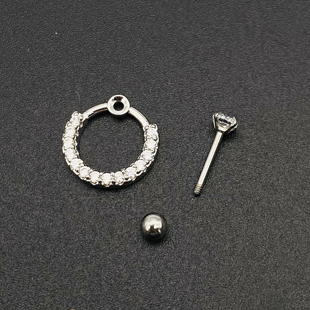 Simple Style Geometric Stainless Steel Inlay Zircon Ear Studs 1 Piece