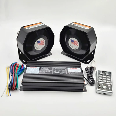 Car horn/tweeter car siren black front - 400w-complete-set-with-2-ultra-thin-speakers