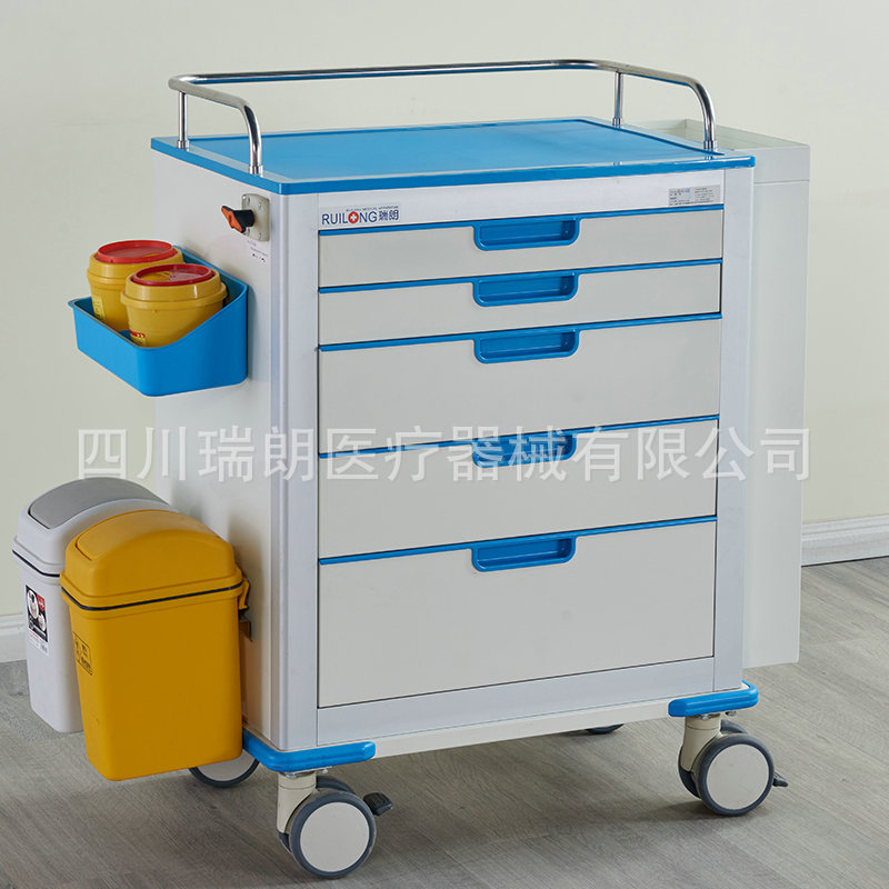 新款铝钢抢救车困难气道推车 多功能五层静音移动急救推车厂家批