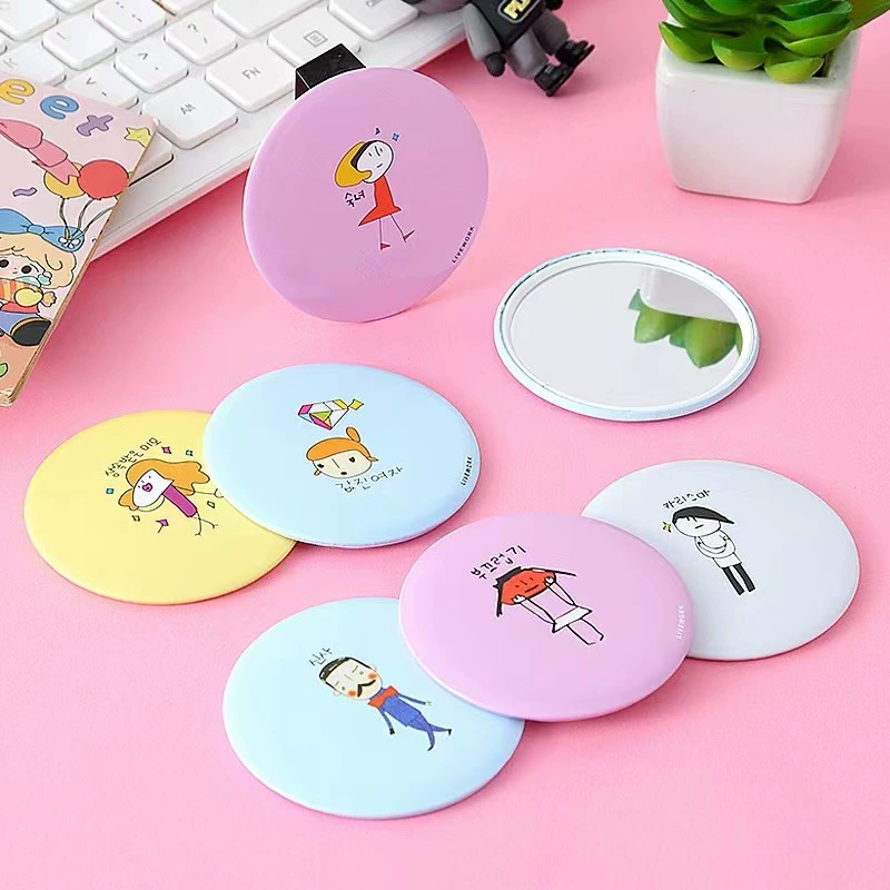 Table Mirror, retro folding handheld double-sided tabletop mirror, cute decorative compact 15×12×5 cm