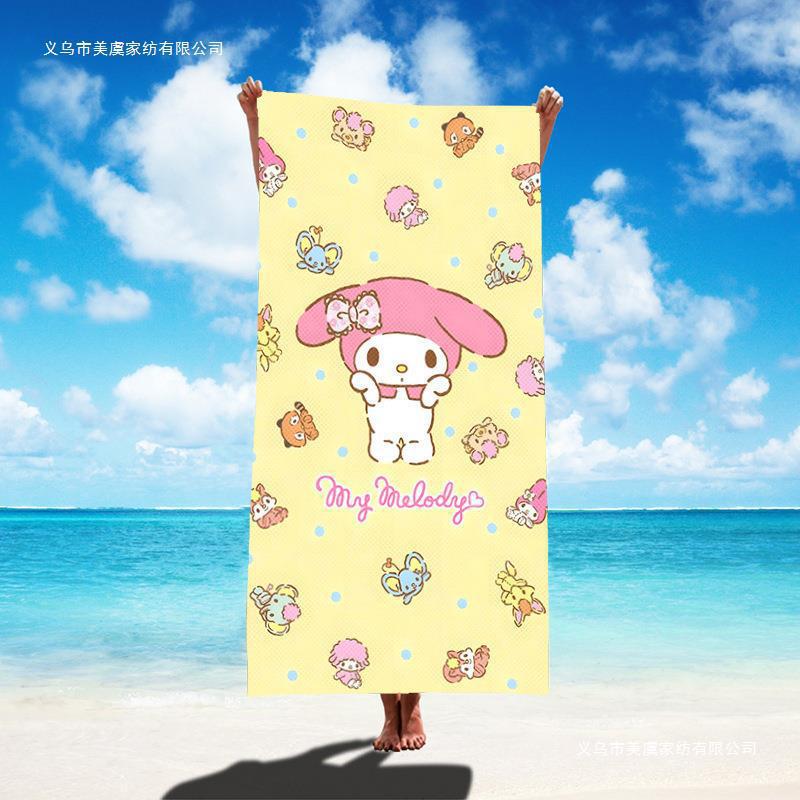 Cartoon Sanrio Series Printed Beach Towel Yoga Fitness Sweat Absorbing Fast Drying Bath Towel Large Amount Bargaining Flat Woven
