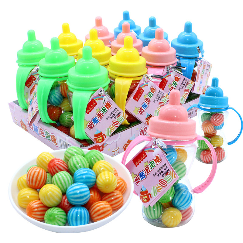 8090懷舊奶瓶西瓜造型泡泡糖口香糖休閒趣味食品小孩兒童零食批發