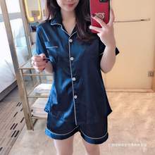 睡衣女夏季学生短袖冰丝绸仿真丝家居服夏天甜美宽松薄款两件套装