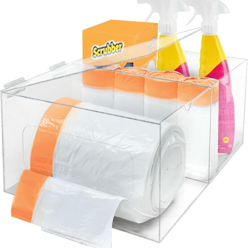 Garbage Bag Dispenser Roll Rack Acrylic Garbage Bag Holder Storage Under Sink Storage Box Amazon Hot Sale