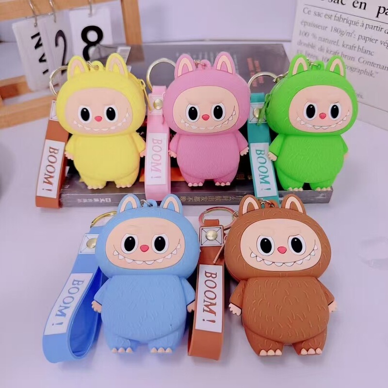 人気のラブブ子供用小銭入れかわいいヘッドフォン収納袋シリコーン漫画キーホルダーペンダント卸売|undefined
