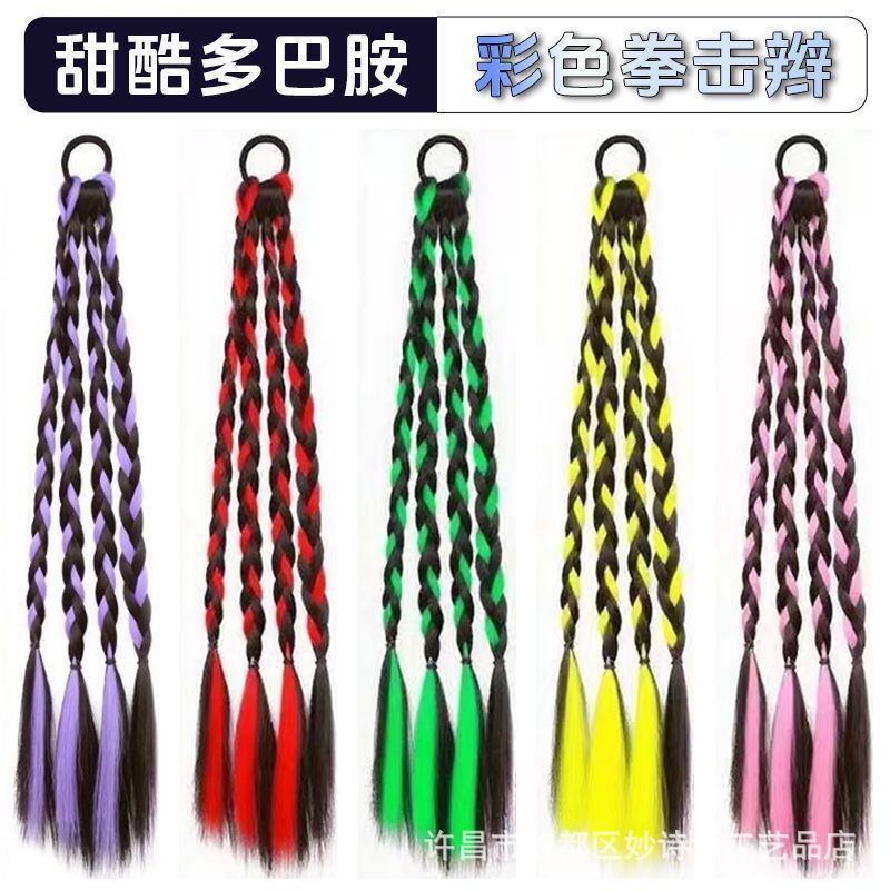 Wig Braids, New Chinese Style Wig, Clip-On Double Ponytail, Bowknot, Braided Hair, Natural Realistic Hair, Wig Braided Ponytail Wig Braids, New Chinese Style Wig, Clip-On Double Ponytail, Bowknot, Braided Hair, Natural Realistic Hair, Wig Braided Ponytail