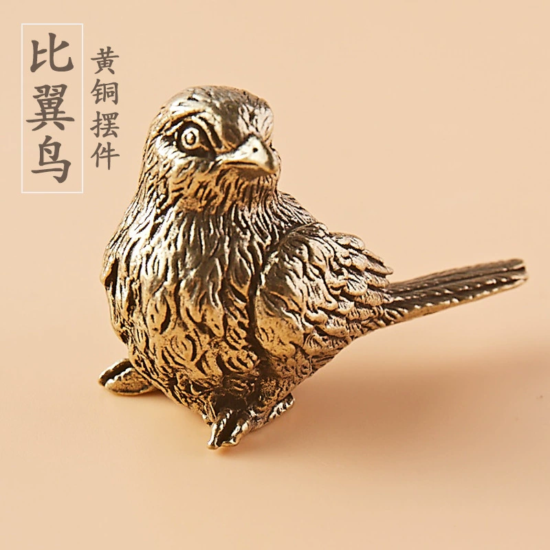 Ретро твердая латунная старинная маленькая ручка воробья сорока маленькая biyiniao чайная церемония чай питомец украшения рабочего стола украшения