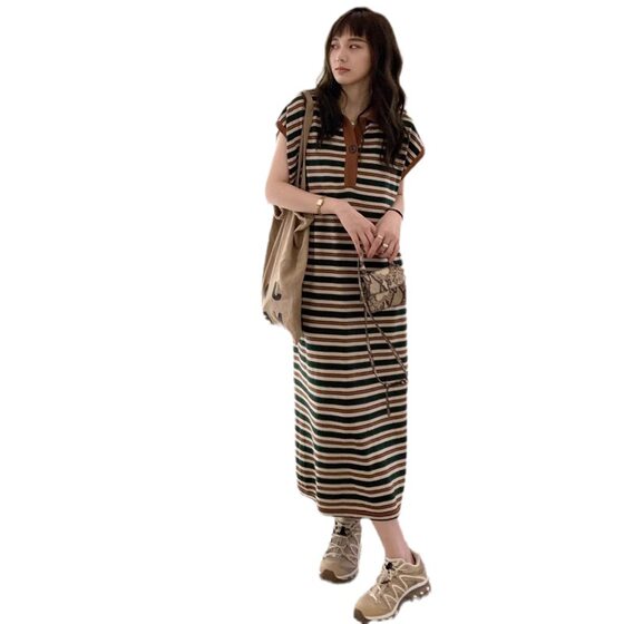 Summer nursing clothes out hot mom fashion postpartum nursing clothes casual striped mid-length nursing dress