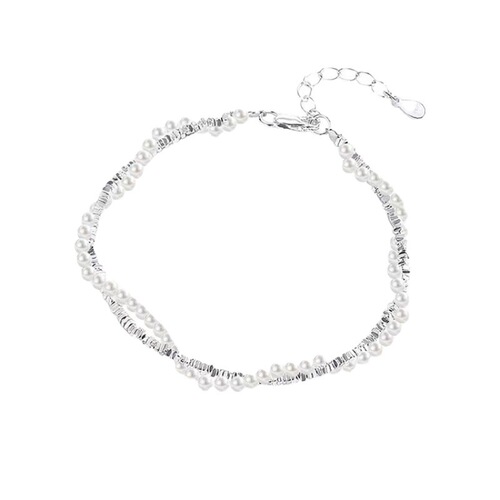 Sweet double-layer broken silver pearl bracelet for women light luxury fashion versatile temperament bracelet ins niche design feel hand jewelry