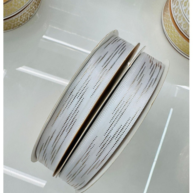 Bar brazo DIY cinta termoestable estampado poliéster cinta de regalo caja de regalo decoración 1.5cm de ancho estampado blanco