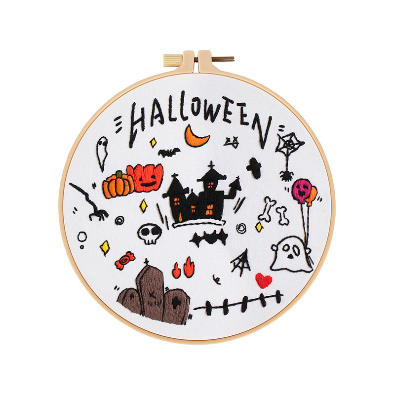 Nuevos productos de material de bordado artesanal paquete europeo tridimensional diibroidery Amazon truco Halloween 2024