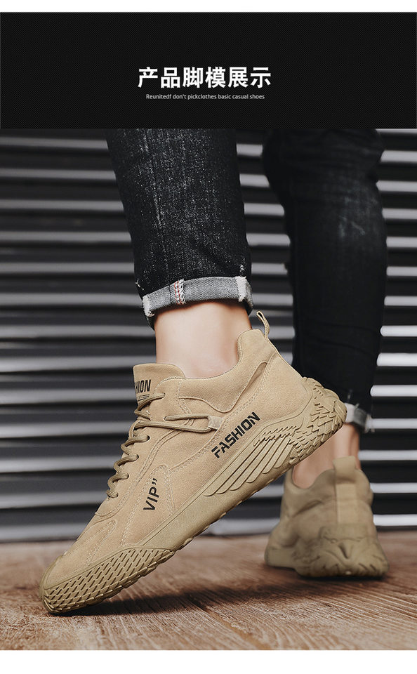 Giày nam cổ thấp da tổng hợp đế cao su chống trượt, kiểu dáng thể thao casual — K2373 màu kaki, K2373 màu xám, K2373 màu đen chi tiết 9