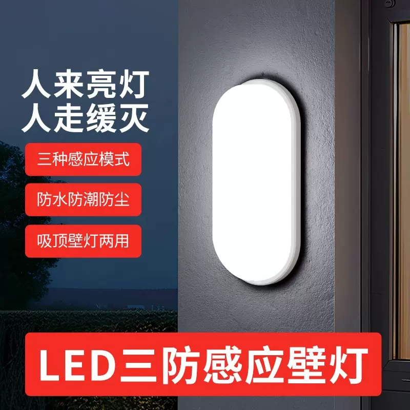 别墅花园围墙声光控户外壁灯防水阳台室外庭院门口人体红外感应灯