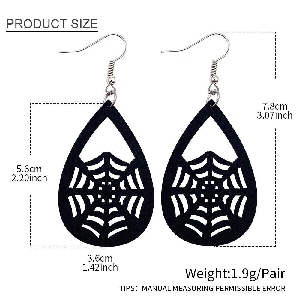 Retro Heart Shape Spider Web PU Leather Hollow Out WomenS Earrings 1 Pairpicture2