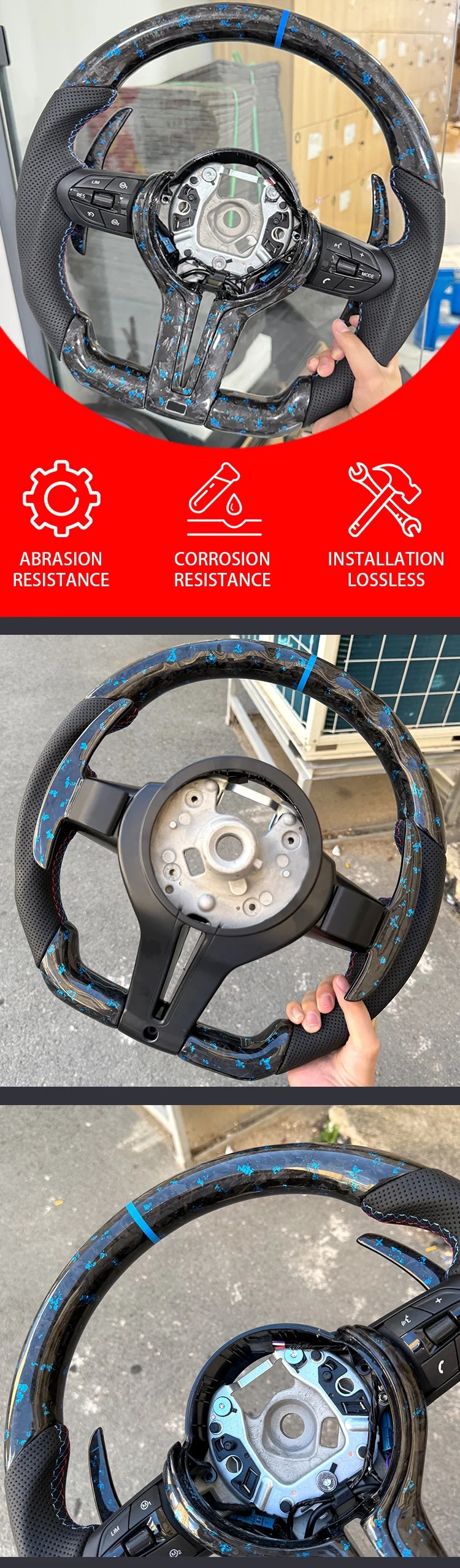 Suitable for BMW F21 F22 F31 F32 F11 F06 F02 forged carbon fiber steering wheel