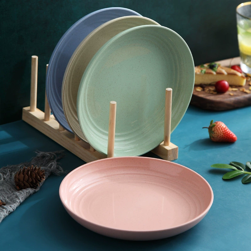 Yimai YuXin Nordic Wheat Straw Plate – Large Fruit & Vegetable Dish, Plastic, 4 Colors