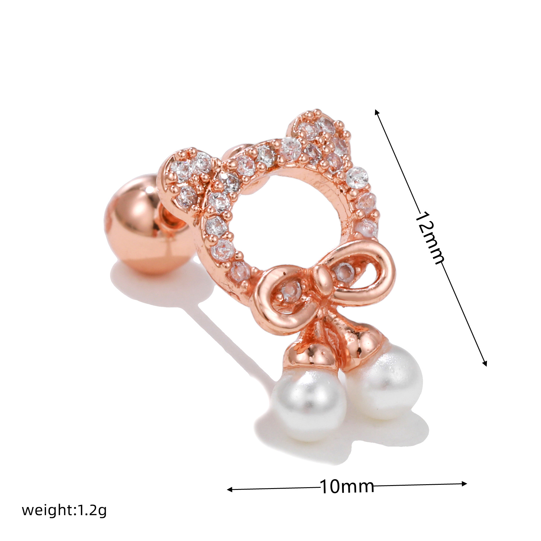 Fashion Heart Shape Copper Plating Inlay Artificial Pearls Zircon Ear Studs 1 Piece display picture 6