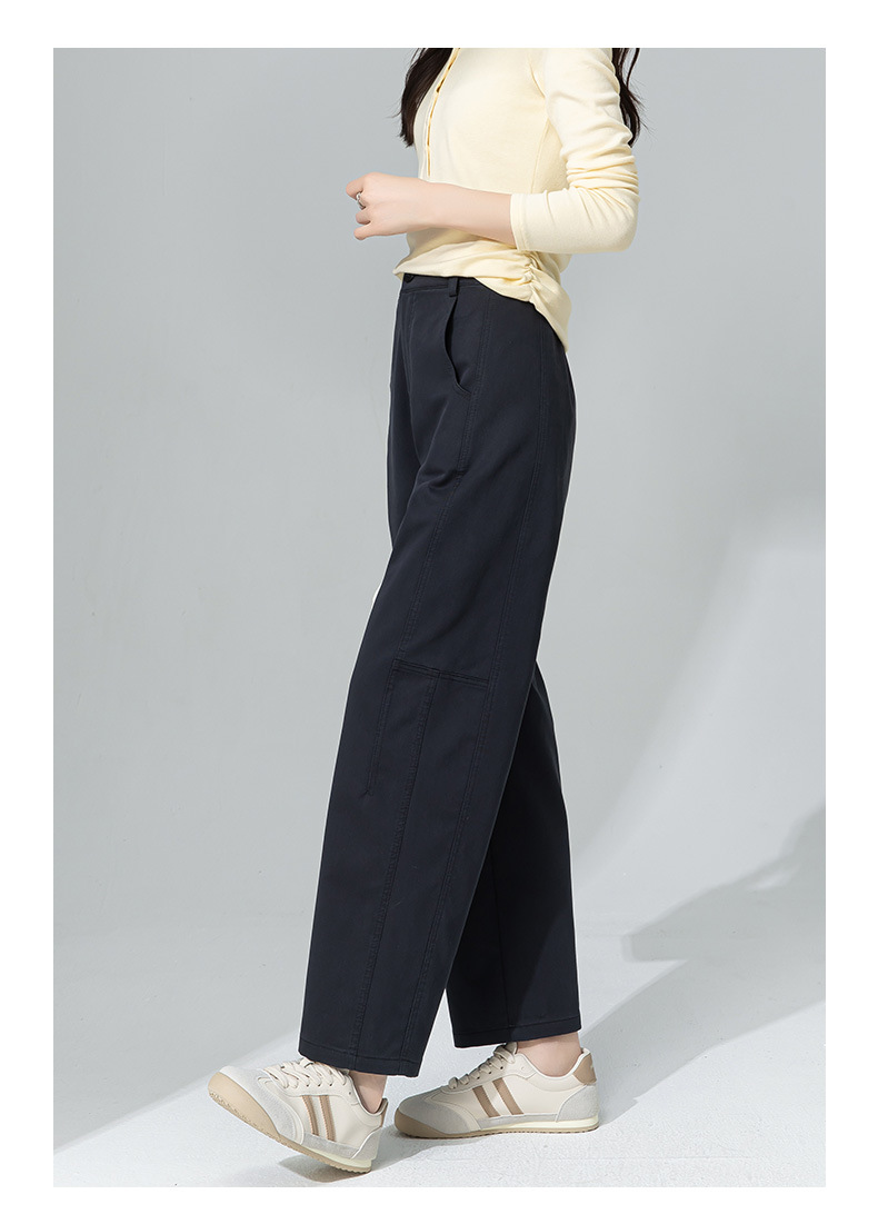 Quần tây nữ ống đứng dáng suông vải Tencel cotton mềm mại, thiết kế 9 phân tôn dáng — Màu trắng chi tiết 4
