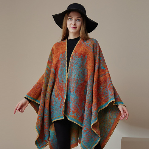  winter new style literary retro shawl women's travel scarf women's autumn and winter dual-purpose cloak outer thickening