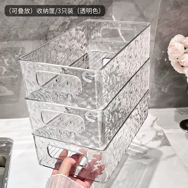 【White Transparent】With portable can be stacked in 3 packages