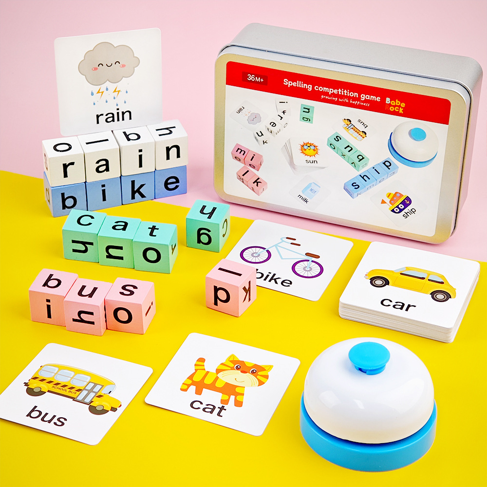 【跨境爆款】儿童英语拼单词桌游学习教具英文字母积木质早教玩具