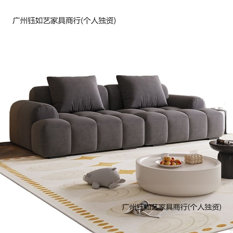 奶油风泡芙沙发客厅小户型法式简约出租屋公寓猫抓皮棉麻布艺沙发|undefined