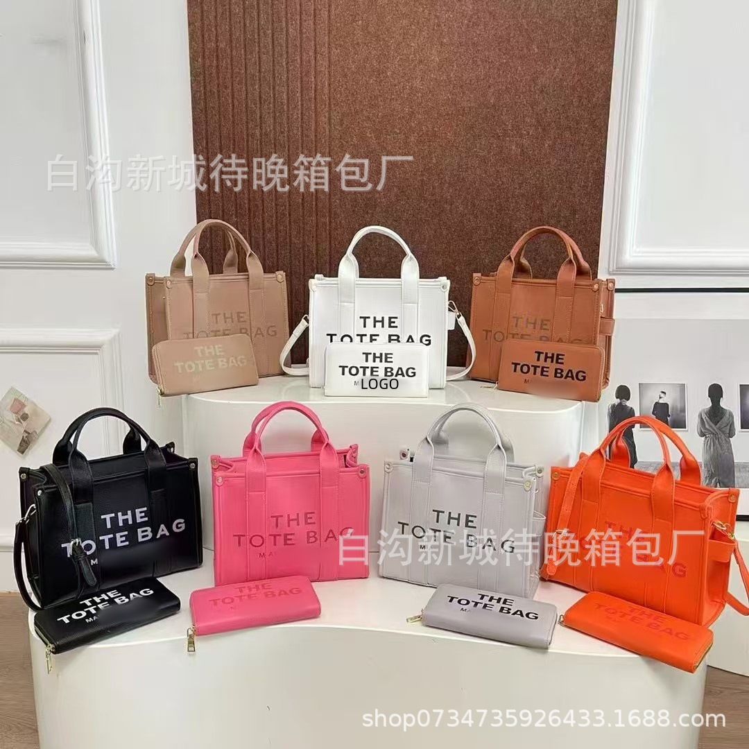 Three-Line Letter Monogram Wallet Set Tote Bag Shoulder Crossbody Versatile Cross-Border Fashion Women's Bags