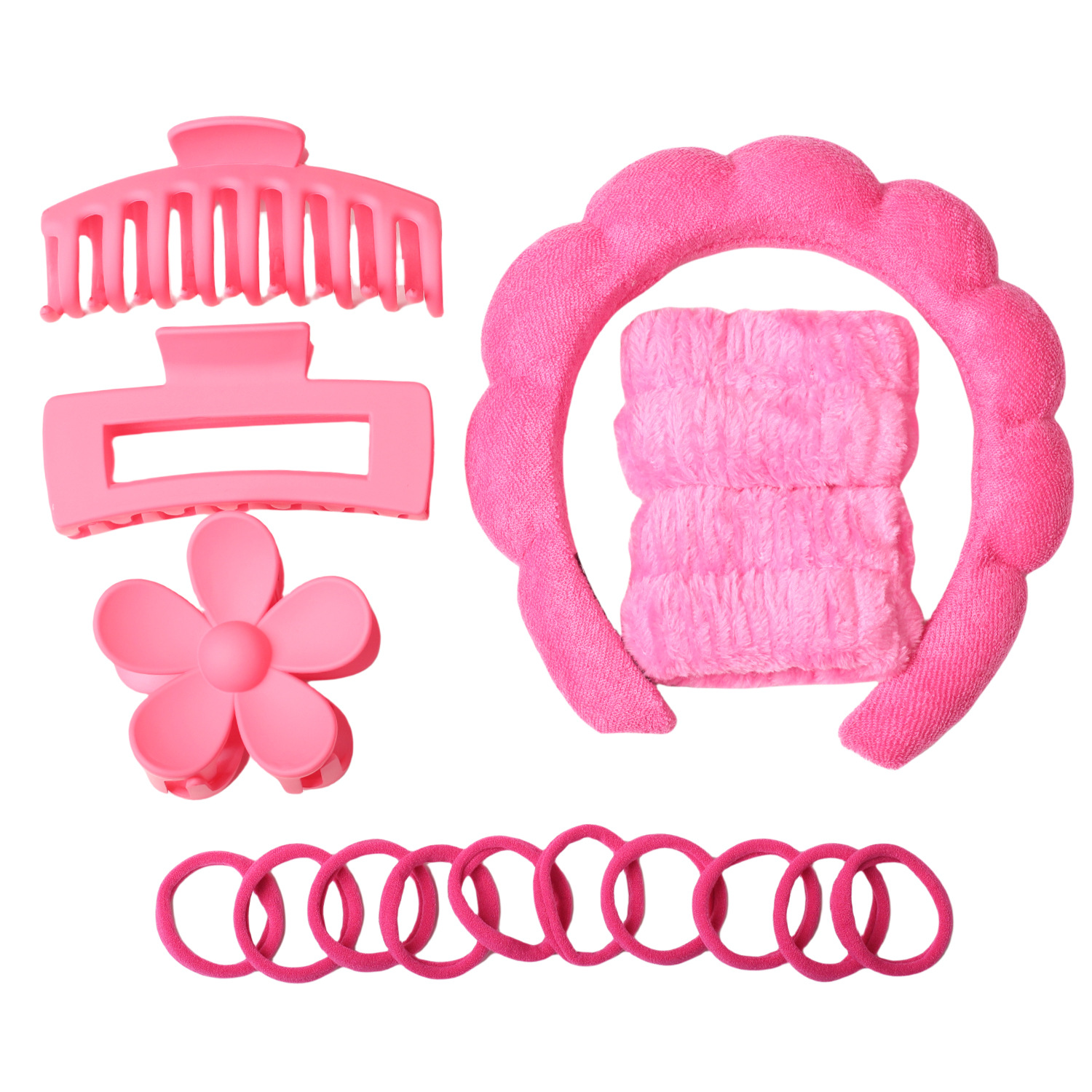 Diadema de nube de giro de esponja transfronteriza, pulsera de lavado de cara, anillo para el cabello de nailon, juego de pinzas de plástico grande, accesorios para el cabello image 18