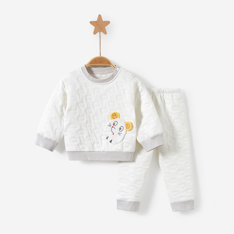 Ropa interior térmica para niños otoño e invierno Bebé acolchado niños y niñas bottoming conjunto de dos piezas bebé otoño ropa pantalones largos traje