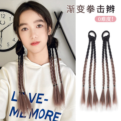live broadcast Source of goods children Boxing Wig Ponytail Tails High temperature wire dyeing Braid wholesale