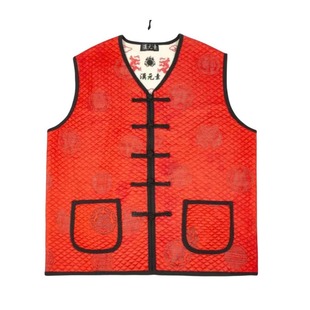 Longxing thermal opening conductive optical magnetic nail disk buckle vest red Chinese style national style festive Fu Lu Shou Xi