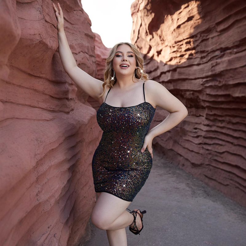 European and American Foreign Trade Cross-Border Amazon Dress Sexy Bodycon Sequin Plus Size Tight Dress European and American Foreign Trade Cross-Border Amazon Dress Sexy Bodycon Sequin Plus Size Tight Dress