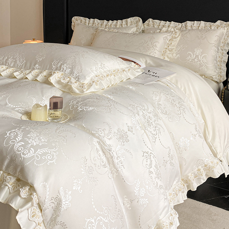 Completo letto romantico in pizzo jacquard effetto seta fredda_voghion.com