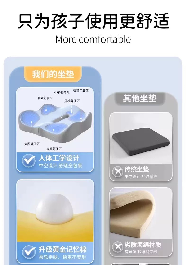 New Coccyx Pressure-Relief Memory Foam Cushion for Post-Surgery, Breathable Seat Cushion for Long Hours of Sitting in the Office, Student Classroom Summer Seat Cushion