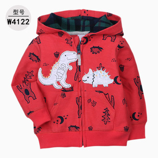 SOURCE foreign trade autumn and winter children's clothing new hooded zipper coat multi-color letter embroidery boys and girls tops