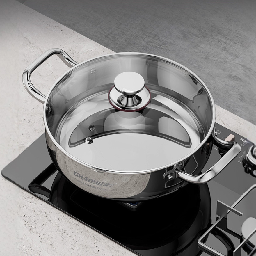 Cross-Border High-End 304 Stainless Steel Hot Pot for Home Use, Extra Thick Soup Pot, Large Capacity Household Dual-Flavor Pot