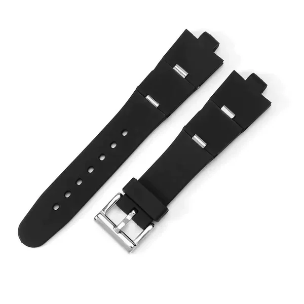 Suitable for Baogeli Watch Strap 22 24Mmpu Black Convex Mouth 8mm with Mark Men's and Women's Waterproof Soft Watch Strap