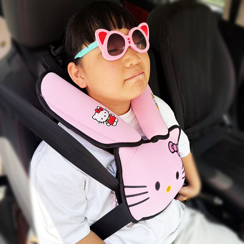 Cat Head Auxiliary Safety Belt Limiter Holder, Car Kids Safety Belt Adjustment Anti-Stranglehold Shoulder Protector