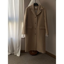 现 2025冬季新款韩国东大门赫本风质感单排扣羊毛呢羊绒大衣