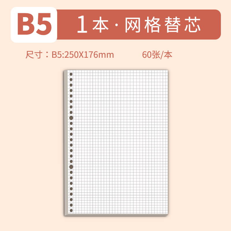 B5•Grid refill•1 book [Loose-leaf core 60 sheets]