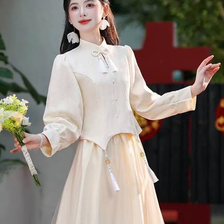 新中式气质伴娘服女礼服裙新款改良秀禾服姐妹套装小个子日常可穿