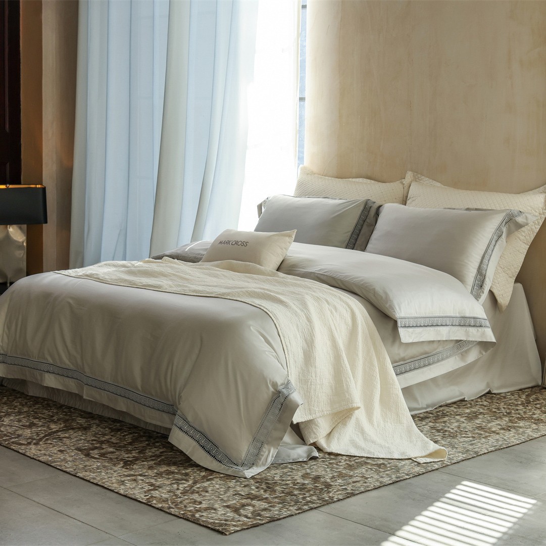 French Romantic Lace Ultra-Fine Denier Tencel Cotton Four-Piece Set Super Soft Naked Sleeping Bedding