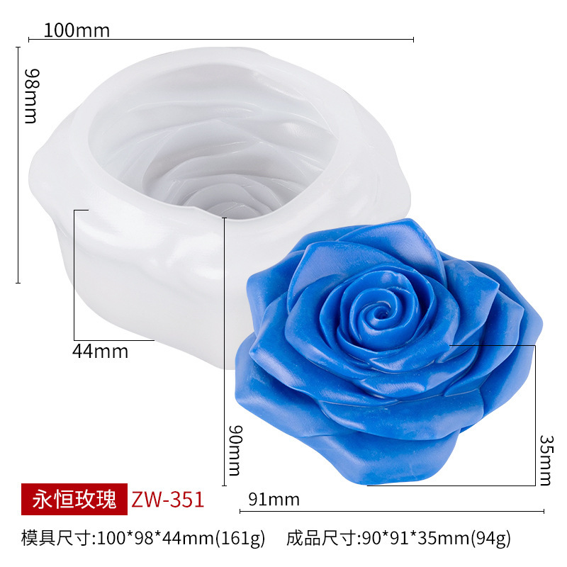 文信 玫瑰花蜡烛硅胶模具DIY花卉香薰手工石膏拓香石模具源头工厂|undefined