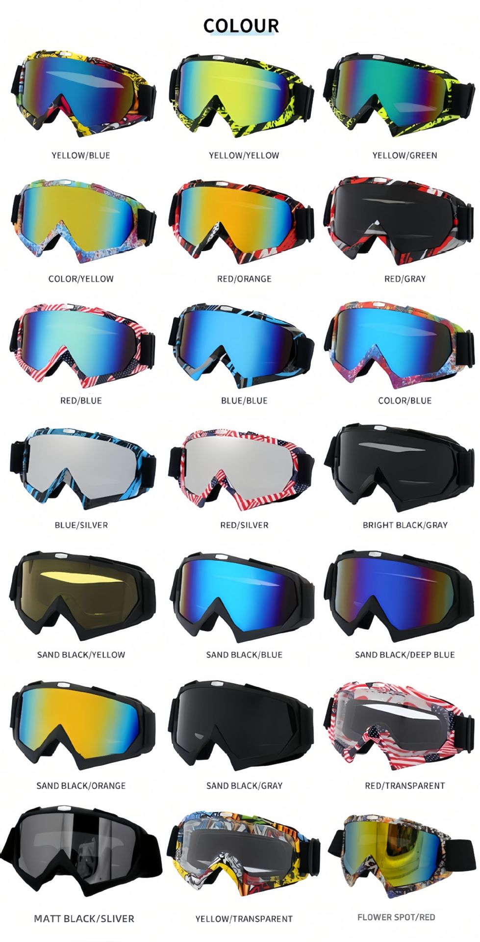 125g Weight Full Frame Glasses Structure Ski goggles Classification PC, UV400 Protection Lens Material Mountain Style Glasses Style tpu Material Color Block Pattern Unisex Gender Simple Style, Classic Style Style Simple Style Classic Style Color Block PC UV400 Protection Mountain Style Full Frame Sports Sunglasses 6